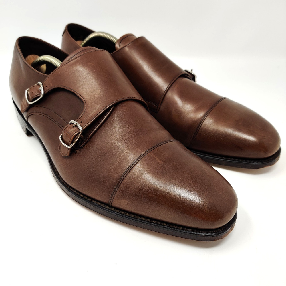 Loake 1880 Cannon Double Monk Strap Dress Shoes UK 11 US 12 Brown Handcrafted